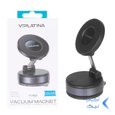 هولدر وکیومی مگنتی گوشی موبایل VIPLATINA مدل VH66 دارای قابلیت مگ سیف - مشکی (گارانتی 18 ماه تعویض نیکان همراه)