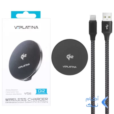شارژر وایرلس گوشی موبایل VIPLATINA مدل VD11 - مشکی (گارانتی 18 ماه تعویض نیکان همراه)