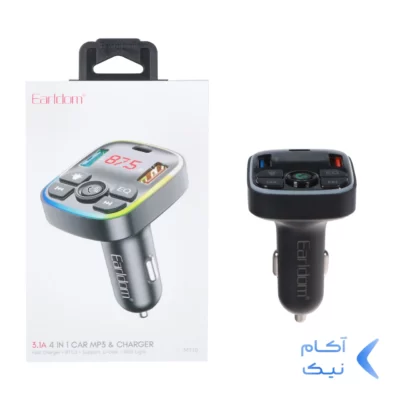 شارژر فندکی PD و فست دو پورت و گیرنده بلوتوثی Earldom FM مدل ET-M110 - مشکی