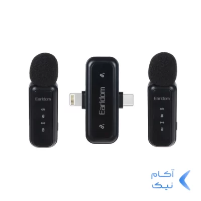 میکروفون بی سیم یقه ای Earldom Type-C/Lightning مدل MC17 - مشکی(دو میکروفن)