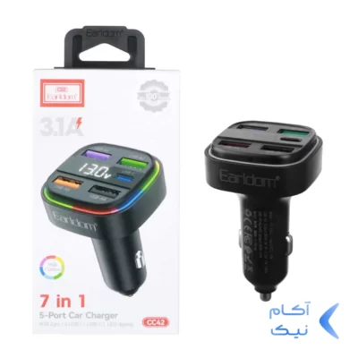 شارژر فندکی PD و فست 5 پورت Earldom مدل CC42 - مشکی