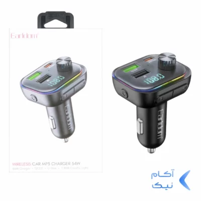 شارژر فندکی PD و فست دو پورت و گیرنده بلوتوثی Earldom FM مدل M112 54W - مشکی