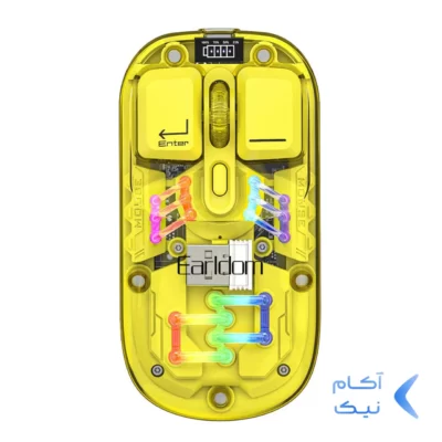 ماوس بی سیم شیشه ای Earldom مدل KM16 - زرد(نورپردازی RGB)
