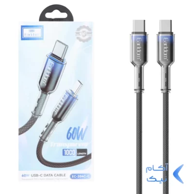 کابل شارژ و دیتا PD و فست کنفی 1 متری Earldom Type-C To Type-C مدل EC-204C-C 60W - مشکی