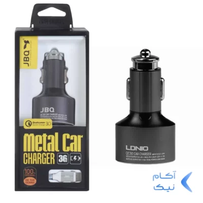 شارژر فندکی فست سه پورت JBQ مدل C703Q 36W همراه با کابل اندروید - خاکستری (گارانتی یکساله رصاصی)