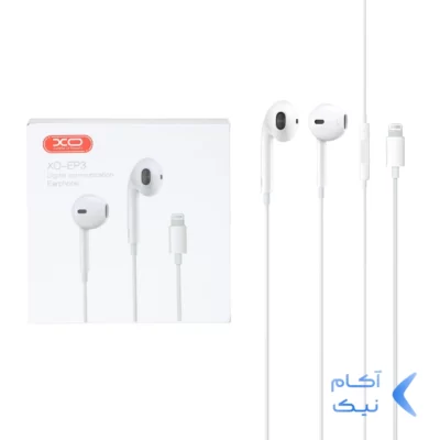 هندزفری باسیم با پورت XO Lightning مدل EP3 - سفید