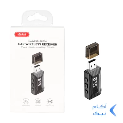 دانگل بلوتوث گیرنده صدا XO مدل XO-BCC16 - خاکستری(دارای ورودی رم میکرو،نمایشگر LED و قابلیت مکالمه)