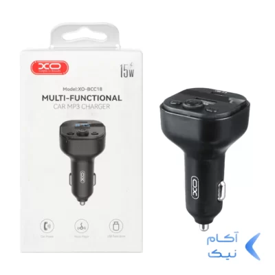 شارژر فندکی فست دو پورت و گیرنده بلوتوثی XO FMمدل XO-BCC18 15W - مشکی