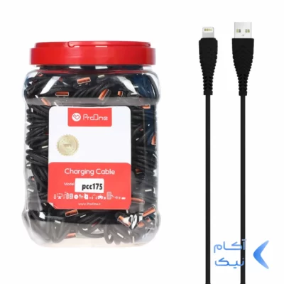 کابل شارژ و دیتا فست 1 متری آیفون ProOne مدل PCC175 - مشکی (بسته 50 عددی)