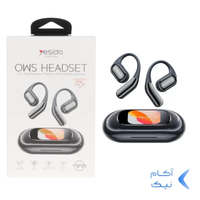 ایرفون بی سیم Yesido با قابلیت ENC و نمایشگر لمسی LED مدل YSP26 - مشکی (گارانتی 18 ماه تعویض نیکان همراه)