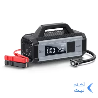 جامپ استارتر خودرو و پمپ باد و پاوربانک Yesido 10000mAh دارای چراغ اضطراری مدل VC13 - مشکی (گارانتی 18 ماه تعویض نیکان همراه)