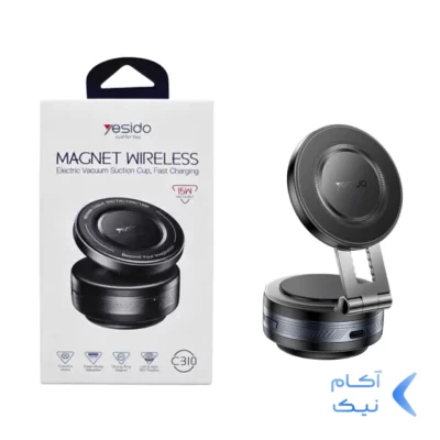 شارژر وایرلس و هولدر وکیومی گوشی موبایل Yesido مدل C310 - مشکی (گارانتی 18 ماه تعویض نیکان همراه)