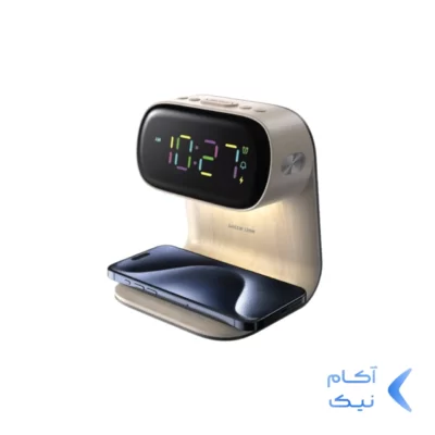شارژر وایرلس و ساعت رومیزی Green Lion مدل GNBED15WCHWD - کرم (گارانتی 24 ماهه ایویز)