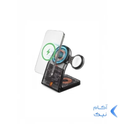 شارژر وایرلس 3 کاره Porodo مدل FWCO62 PD-FWCH062-BK - مشکی (گارانتی 24 ماهه ایویز)