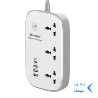 چندراهی برق 3 خانه Energizer مدل EPB2502EU 30W - سفید