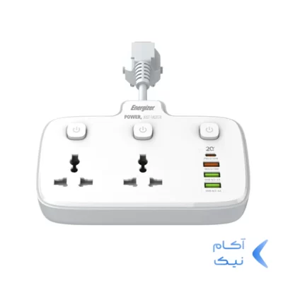 چندراهی برق 2 خانه Energizer مدل EPB2503EU 20W - سفید
