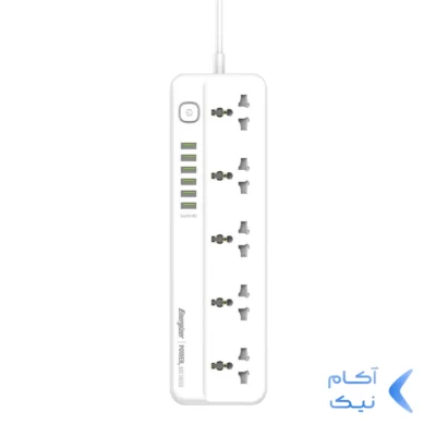 چندراهی برق 5 خانه Energizer مدل EPB2505EU - سفید