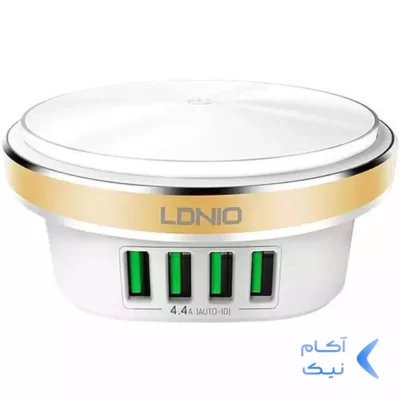 شارژر رومیزی LDNIO مدل A4406 22W - سفید طلایی (گارانتی 6 ماهه تعویض نیکان همراه)
