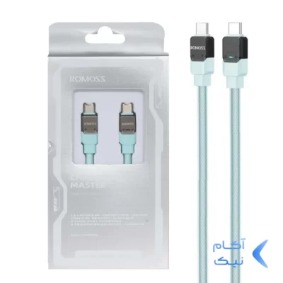 کابل شارژ فست 2 متری Romoss Type-C to Type-C مدل CB323C 140W - آبی (گارانتی 6 ماهه تعویض نیکان همراه)