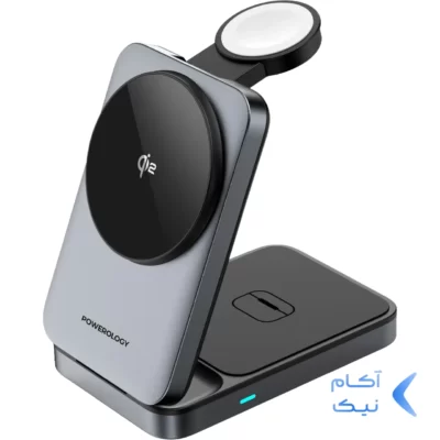 شارژر وایرلس سه کاره Powerology مدل PWCUQC033 - خاکستری (گارانتی 24 ماهه ایویز)