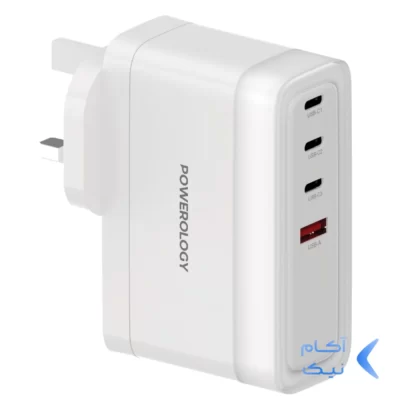 شارژر دیواری فست و PD چهار پورت Powerology مدل PWFC1030BWH 140W - سفید (گارانتی 24 ماهه ایویز)