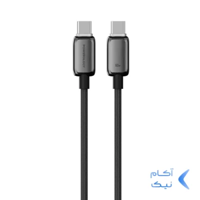 کابل شارژ PD و فست Powerology Type-C to Type-C مدل ZINCO SERIES PWDC60DGY 60W - خاکستری (گارانتی 24 ماهه ایویز)