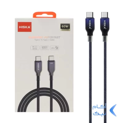 کابل شارژ و دیتا کنفی PD و فست Hiska Type-C To Type-C مدل LX-911CC 60W - آبی