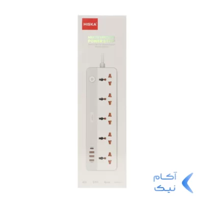 چندراهی برق 5 خانه HISKA مدل CH-5517EU - سفید