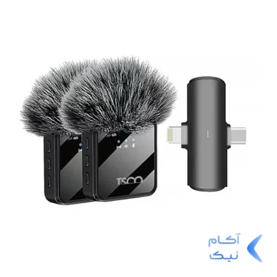 میکروفون یقه ای بی سیم Tsco Type-C/Lightning مدل TMIC 5007 - مشکی (دو میکروفون) (گارانتی 12 ماهه TSCO)