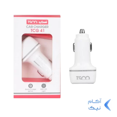 شارژر فندکی فست دو پورت Tsco مدل TCG 41 30W - سفید (گارانتی 12 ماهه TSCO)