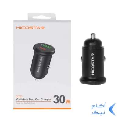 شارژر فندکی فست و PD دو پورت Hicostar مدل CC23 30W - مشکی