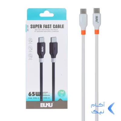 کابل شارژ فست BUKU Type-C To Type-C مدل MA-149 65W - سفید - MMS