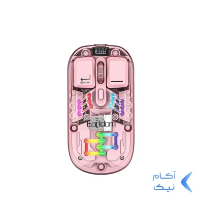 ماوس بی سیم شیشه ای Earldom مدل KM16 - صورتی (نورپردازی RGB)