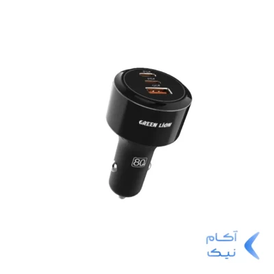 شارژر فندکی PD و فست سه پورت Green Lion مدل Roadex GNRODXCCBK 80W - مشکی (گارانتی 24 ماهه ایویز)