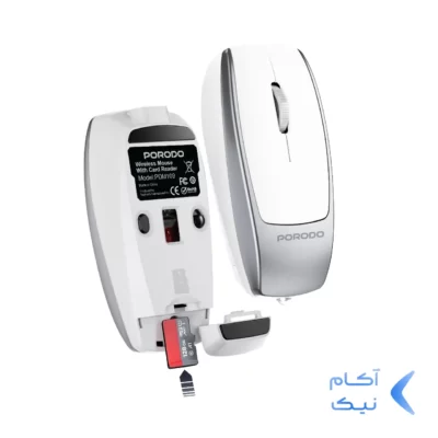 ماوس بی سیم و رم ریدر Porodo مدل PDM109SL - نقره ای (گارانتی 24 ماهه ایویز)