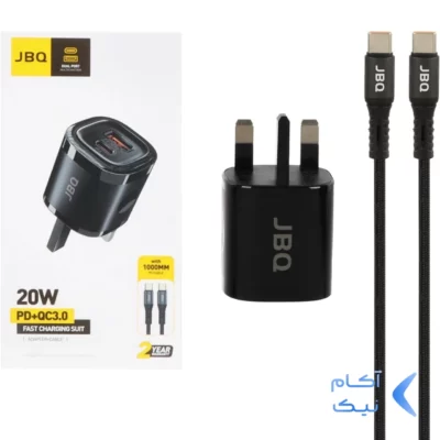 شارژر دیواری فست و PD دو پورت JBQ مدل WC-609B 20W همراه با کابل Type-C To Type-C - مشکی (گارانتی یکساله رصاصی)