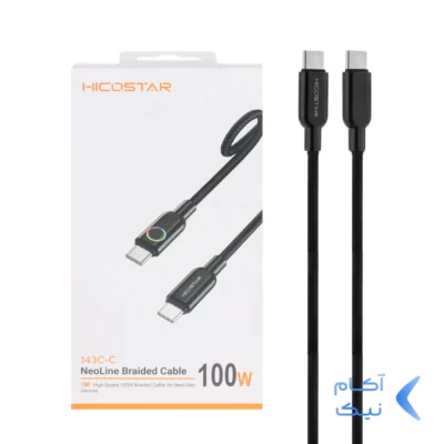 کابل شارژ فست و Hicostar Type-C to Type-C PD مدل 143C-C 100W - مشکی