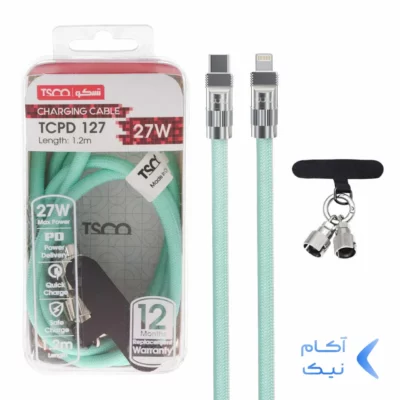 کابل شارژ 1.2 متری PD و فست TSCO Type-C To Lightning مدل TCPD 127 27W - سبز