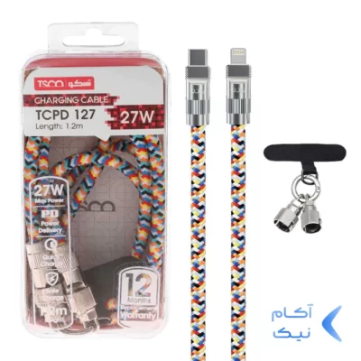 کابل شارژ 1.2 متری PD و فست TSCO Type-C To Lightning مدل TCPD 127 27W - چند رنگ