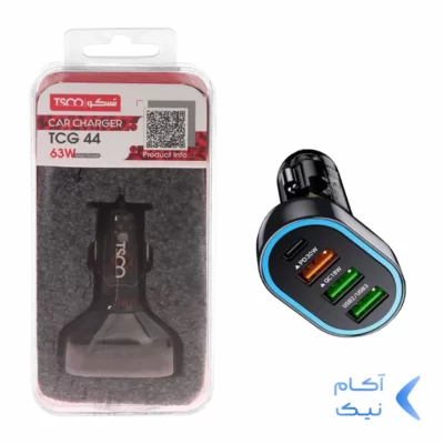 شارژر فندکی PD و فست چهار پورت TSCO مدل TCG 44 63W - مشکی
