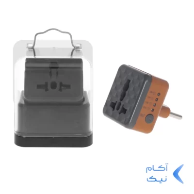 تبدیل برق 3 به 2 تایمر دار مدل AK-59 - قهوه ای - MMS