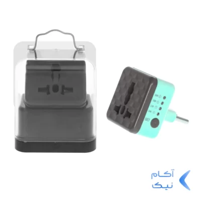 تبدیل برق 3 به 2 تایمر دار مدل AK-59 - سبزآبی - MMS