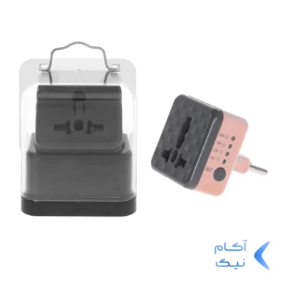 تبدیل برق 3 به 2 تایمر دار مدل AK-59 - گلبهی - MMS